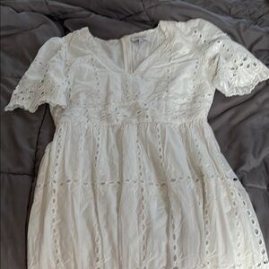 Gilli White Eyelet Embroidered Summer Midi Dress sz L